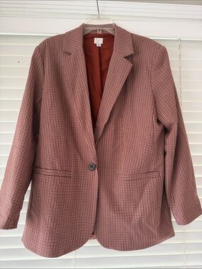 A New Day Brand Rust Check Single-Button Blazer